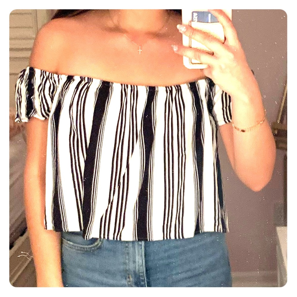 Forever 21 black and white stripe off the shoulder